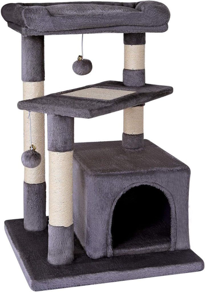lionto Kratzbaum Kletterbaum Katzenkratzbaum Katzenbaum Höhe 75 cm, dunkelgrau, Dunkelgrau