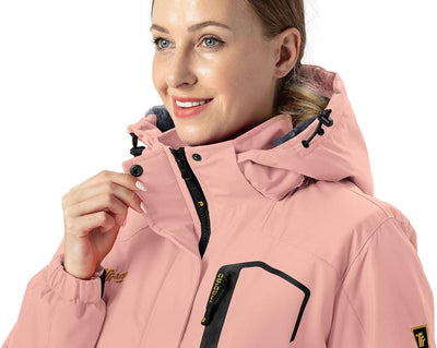 YSENTO Damen Winterjacke Wasserdicht Skijacke Outdoor Softshelljacke Warm Fleecejacke Funktionsjacke