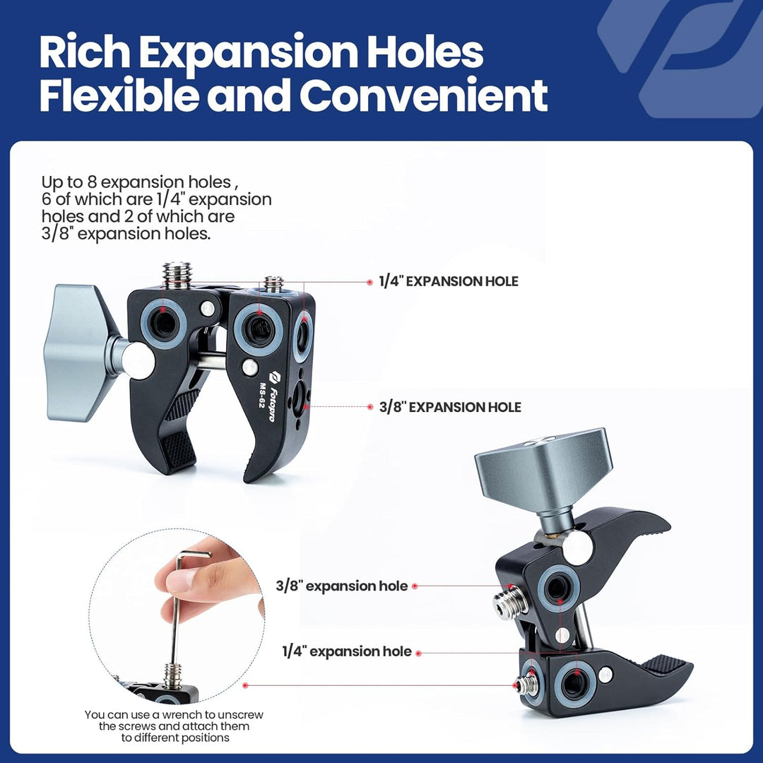 Fotopro 11 Zoll Magic Arm Kit und Super Clamp mit 1/4 3/8 Verlängerungsbohrungen für DSLR Kamera LED