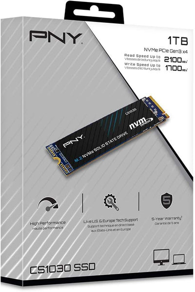 PNY CS1030 1TB M.2 NVMe PCIe Gen3 x4, 2100MB/s Lesegeschwindigkeit, 1700MB/s Schreibgeschwindigkeit