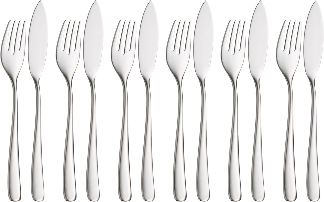 WMF Vision Fischbesteck 12 teilig, Fischset für 6 Personen, Fischgabel, Fischmesser, Cromargan prote