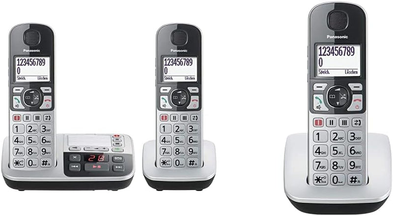 Panasonic KX-TGE522GS DECT Seniorentelefon mit Notruf, Silber-schwarz & KX-TGE510GS DECT Seniorentel