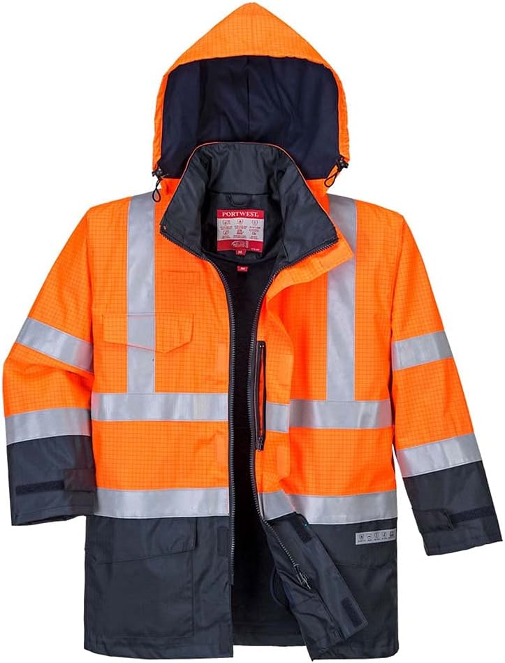 Portwest Bizflame Regen Warnschutz Multi-Norm Jacke, Grösse: S, Farbe: Orange/Marine, S779ONRS S Ora