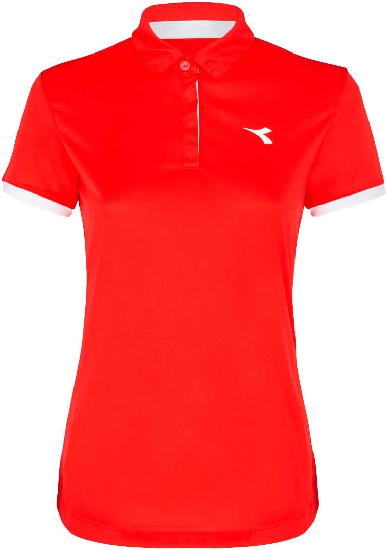 Diadora Damen, Court Polo Rot, Weiss, S Oberbekleidung, S