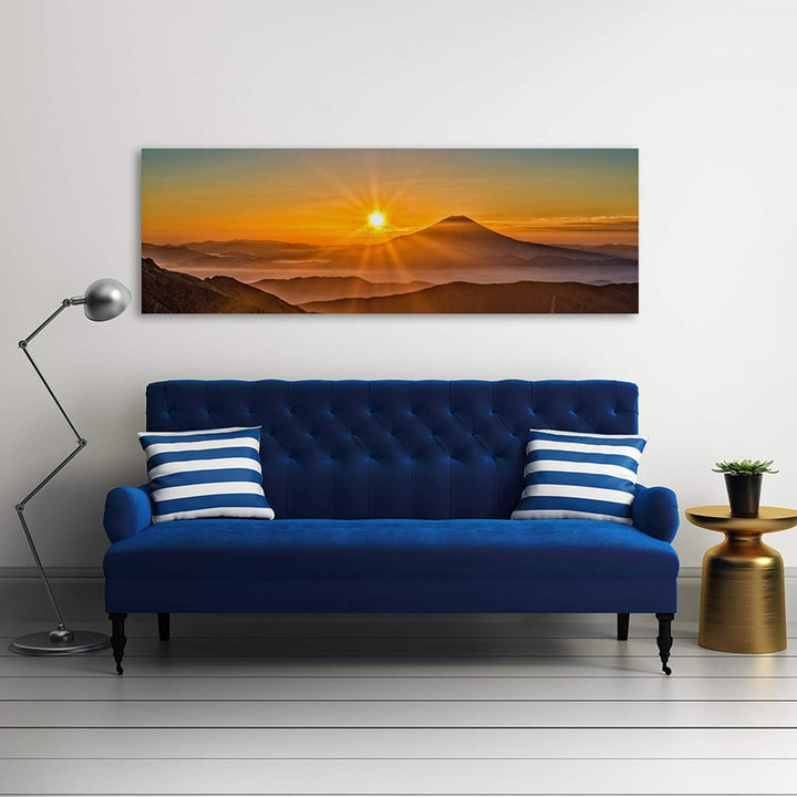Feeby. Leinwandbild, Bilder, Wand Bild, Wandbilder, Kunstdruck 70x25 cm, BERG, SONNENUNTERGANG, NATU