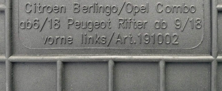 Fussmatten Vorne, Hinten + Tunnel Matte 5er Set für Peugeot Rifter seit 2018 Gummi Gummimatten Vorne