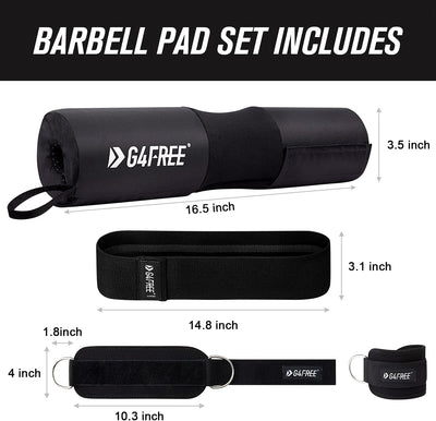 G4Free 7er Set Langhantel Polster/Nackenpolster/Barbell Pad für Kniebeugen/Hip Thrusts/Lunges/Standa