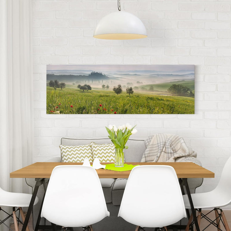 Bilderwelten Leinwandbild - Toskana Frühling - Panorama Quer, 70cm x 200cm, 70cm x 200cm