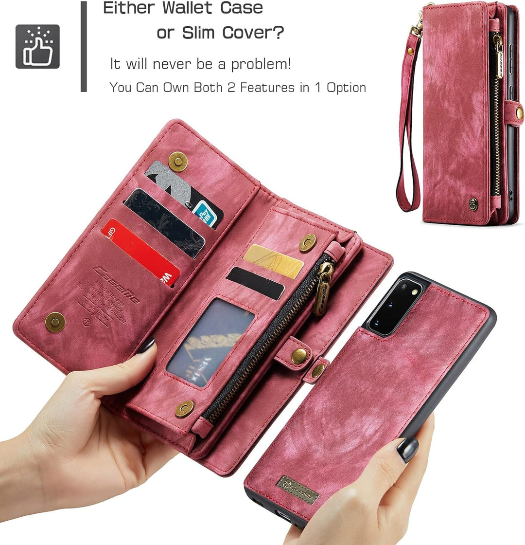 UFinetech 2-in-1 Samsung Galaxy S20 Hülle Tasche Handy Leder TPU Flip Magnetisch Kartenfach Ständer