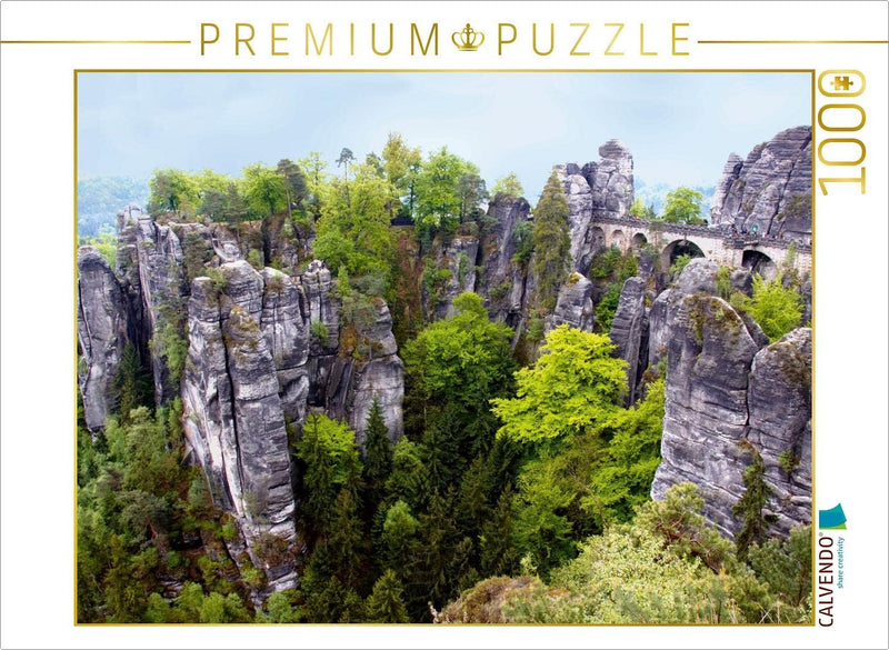 CALVENDO Puzzle Bastei im Elbsandsteingebirge 1000 Teile Lege-Grösse 64 x 48 cm Foto-Puzzle Bild von