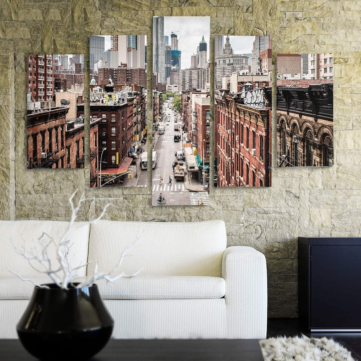 Bilder 5 Teilig New York Deco Panel Kunst Brooklyn Architektur bunt 100x70 cm Deco panel 100x70 cm K