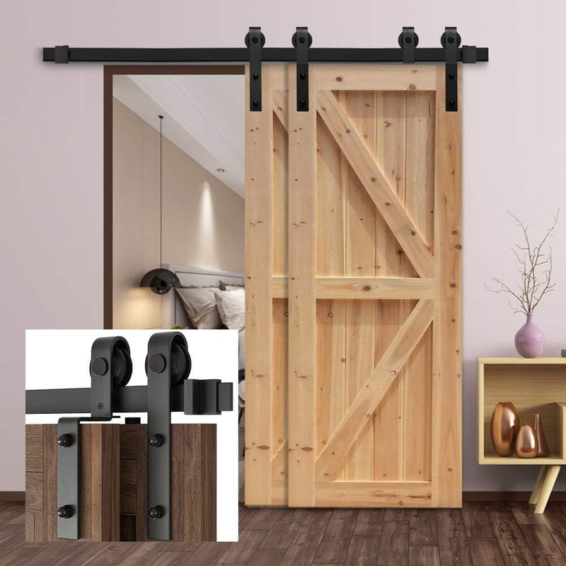 6.6FT/200cm Schiebetürbeschlag Barn Door Hardware Kit Laufschienen für Schiebetür Hängeschiene Schie