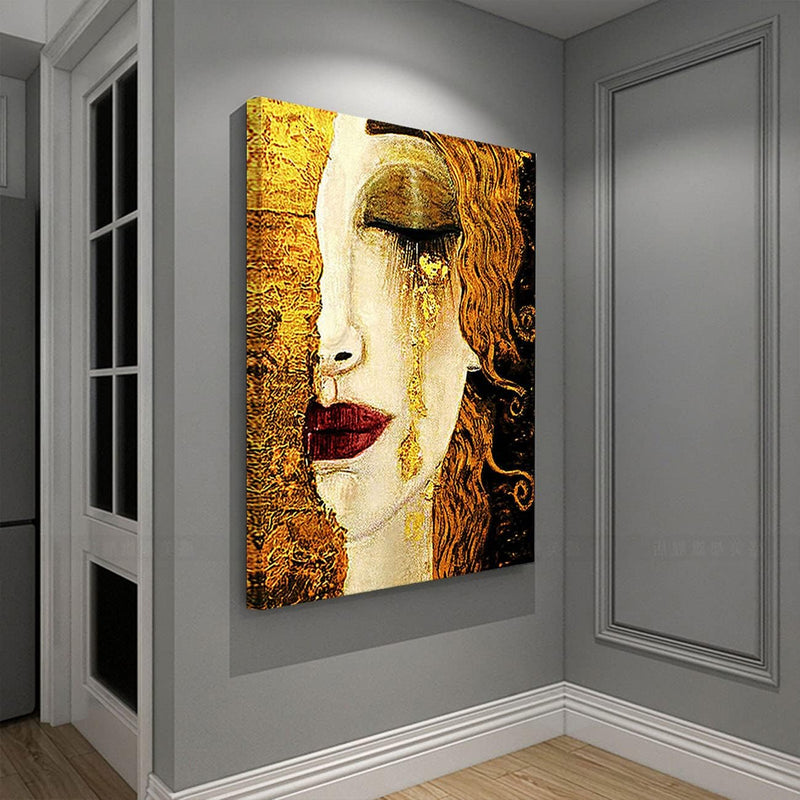 ZHONGYUTONG Gustav Klimt Träne Gemälde auf Leinwand Berühmter abstrakter Kunstdruck mit Rahmen Poste