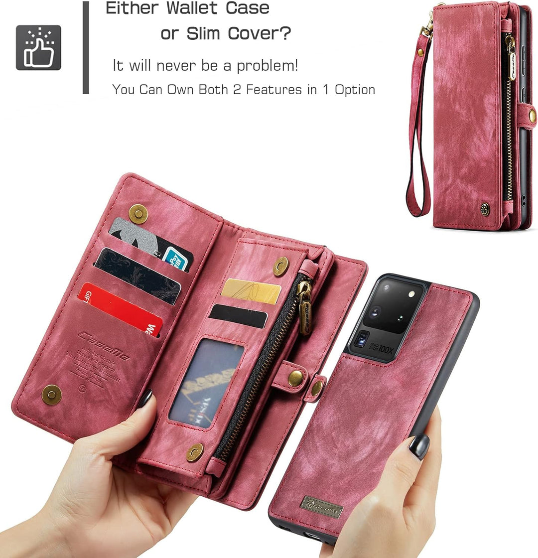 UFinetech 2-in-1 Samsung Galaxy S20 Ultra Hülle Tasche Leder TPU Abnehmbar Handy Flip Magnetisch Kar