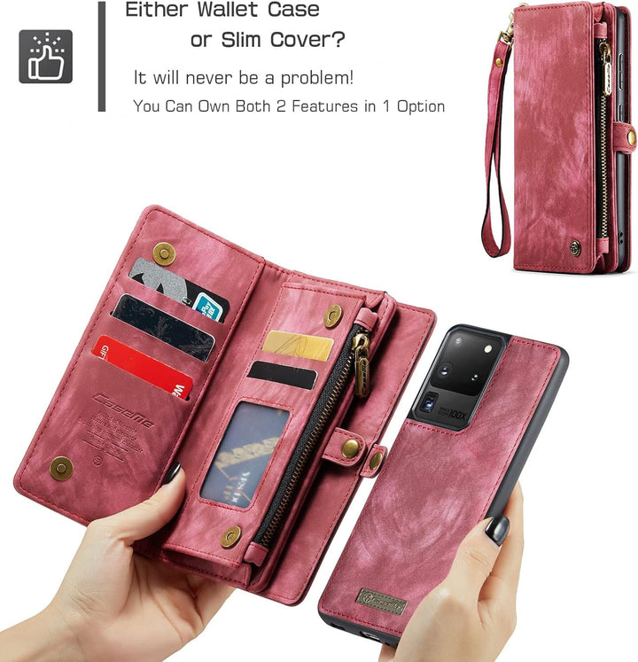 UFinetech 2-in-1 Samsung Galaxy S20 Ultra Hülle Tasche Leder TPU Abnehmbar Handy Flip Magnetisch Kar