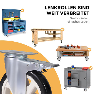 BAOLIHUI 4er Set Lenkrollen für Möbel 150MM Möbelrollen mit Bremse Schwerlastrollen 1000kg Schwerlas