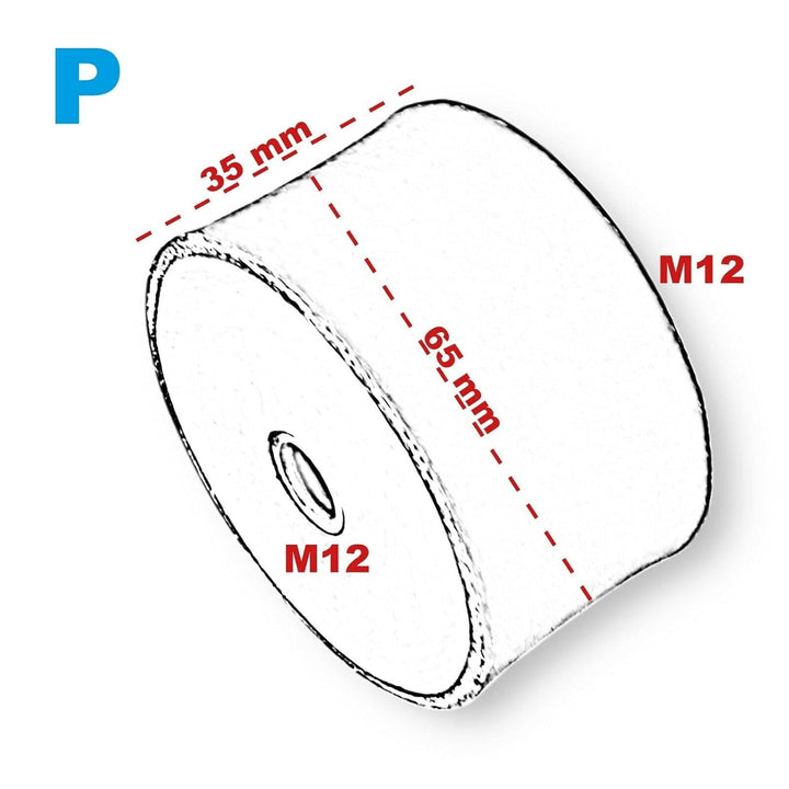 4x Gummipuffer Anti-Vibartion Schwingungsdämpfer Silentblock Maschinenfüsse Metall Gewinde ((P) M12