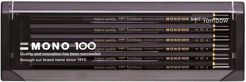 Tombow MONO-100-H Bleistift Mono 100 Härtegrad H, 12-er Set, Härtegrad H