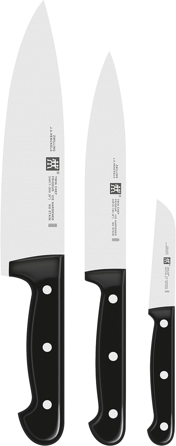 Zwilling Twin Chef 34931-009-0 Messerset, 3-teilig, schwarz, Koch- Fleisch- Gemüsemesser