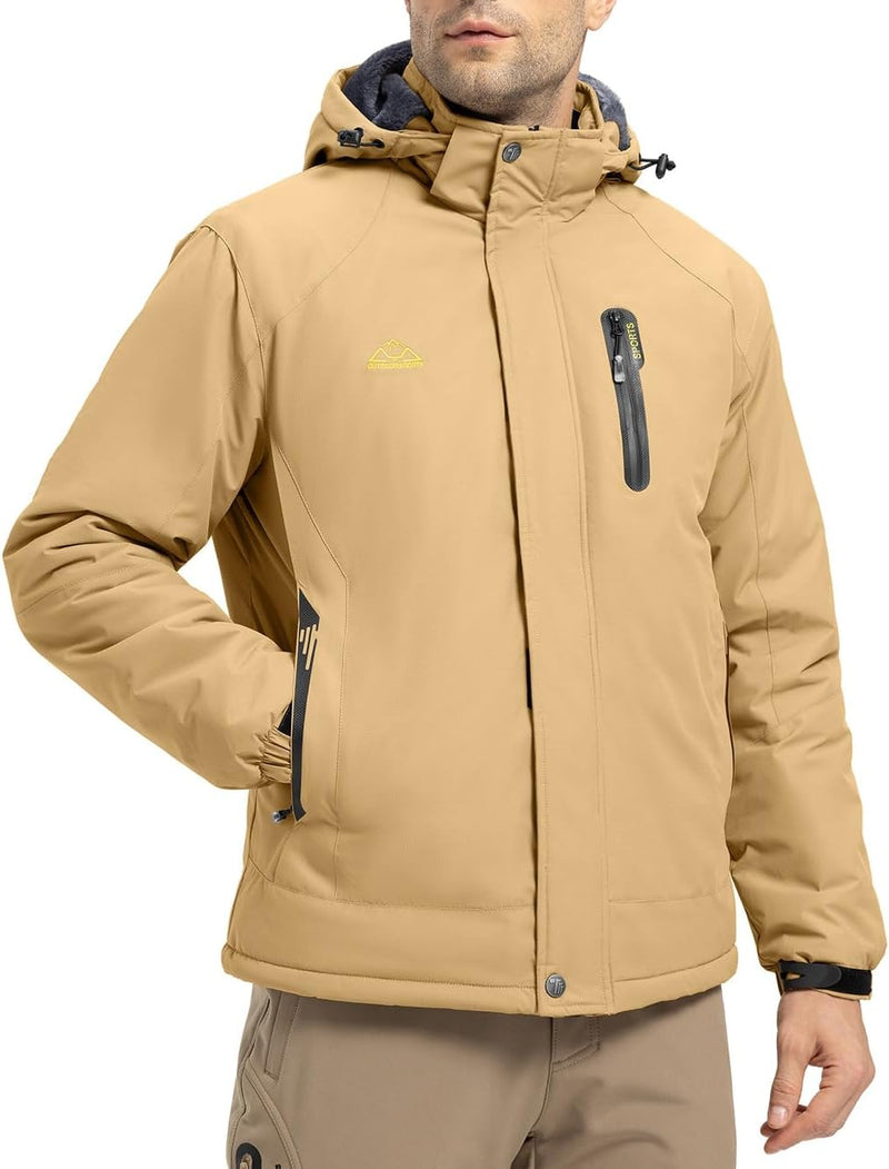 YSENTO Herren Winterjacke Wasserdichte Warme Fleece Gefüttert Outdoor Softshelljacke Atmungsaktiv Sk