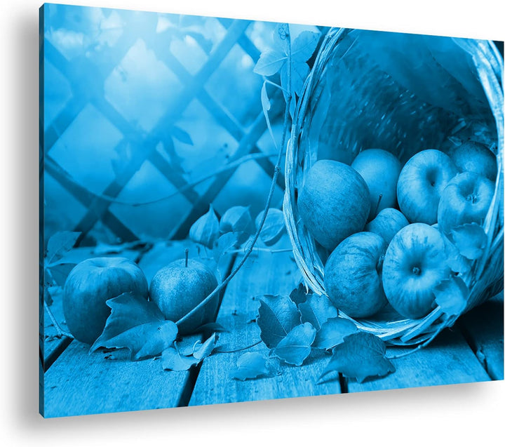 deyoli frische Apfel Format: 80x60 Effekt: Monocrome Blau als Leinwand, Motiv fertig gerahmt auf Ech