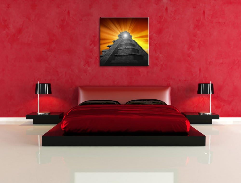 Pixxprint Maya Pyramide Tempelanlage als Leinwandbild/Grösse: 70x70 cm/Wandbild/Kunstdruck/fertig be