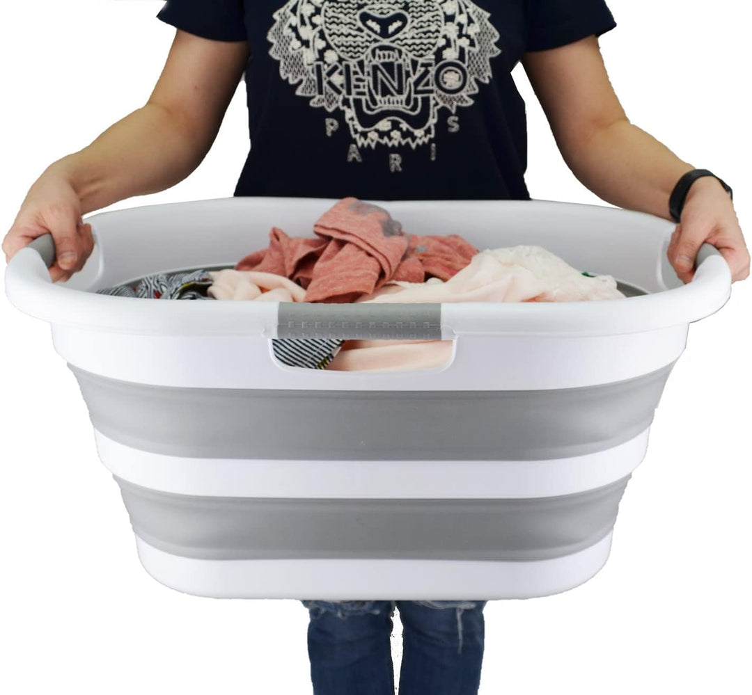 SAMMART 40L zusammenklappbarer Wäschekorb aus Kunststoff – faltbarer Pop-Up-Aufbewahrungsbehälter/Or