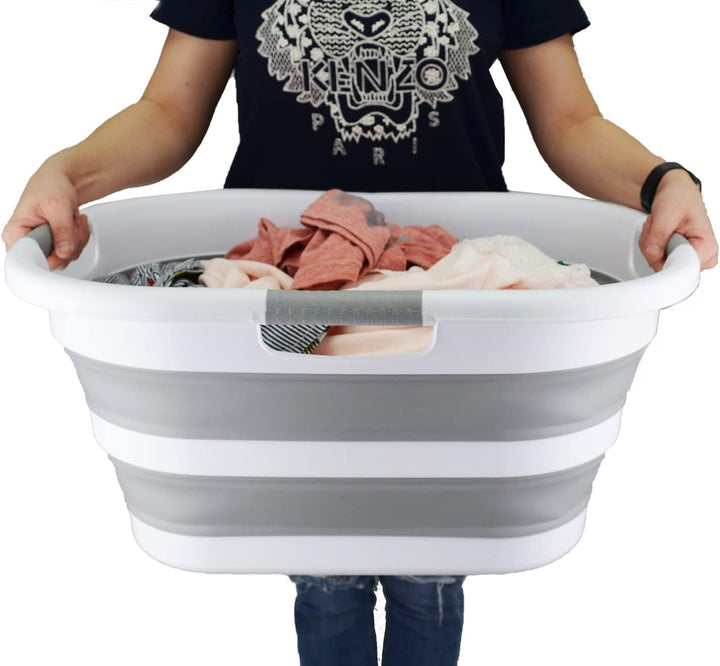 SAMMART 40L zusammenklappbarer Wäschekorb aus Kunststoff – faltbarer Pop-Up-Aufbewahrungsbehälter/Or