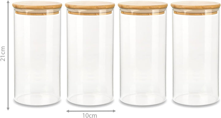 Schramm® 4 Stück Vorratsgläser Set mit Bambus Deckel in 6 verschiedenen Grössen Vorratsdosen stapelb