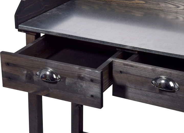 dobar® Design Pflanztisch mit 2 Schubladen | Gärtnertisch mit Ablageboden | Umtopftisch aus massivem