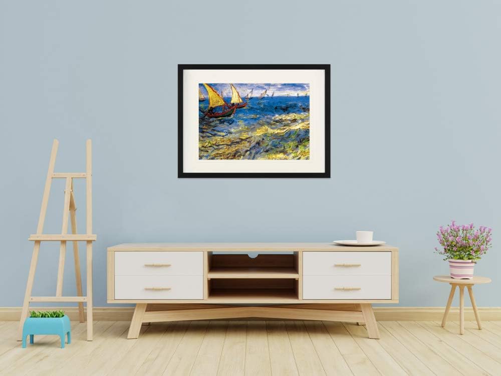 1art1 Vincent Van Gogh Poster Das Meer Bei Saintes-Maries, 1888 Gerahmtes Bild Mit Edlem Passepartou