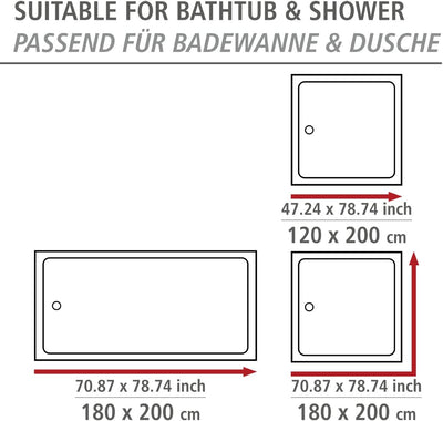 WENKO Anti-Schimmel Duschvorhang Echo, antibakterieller Textil-Vorhang mit Antischimmel Effekt, wasc