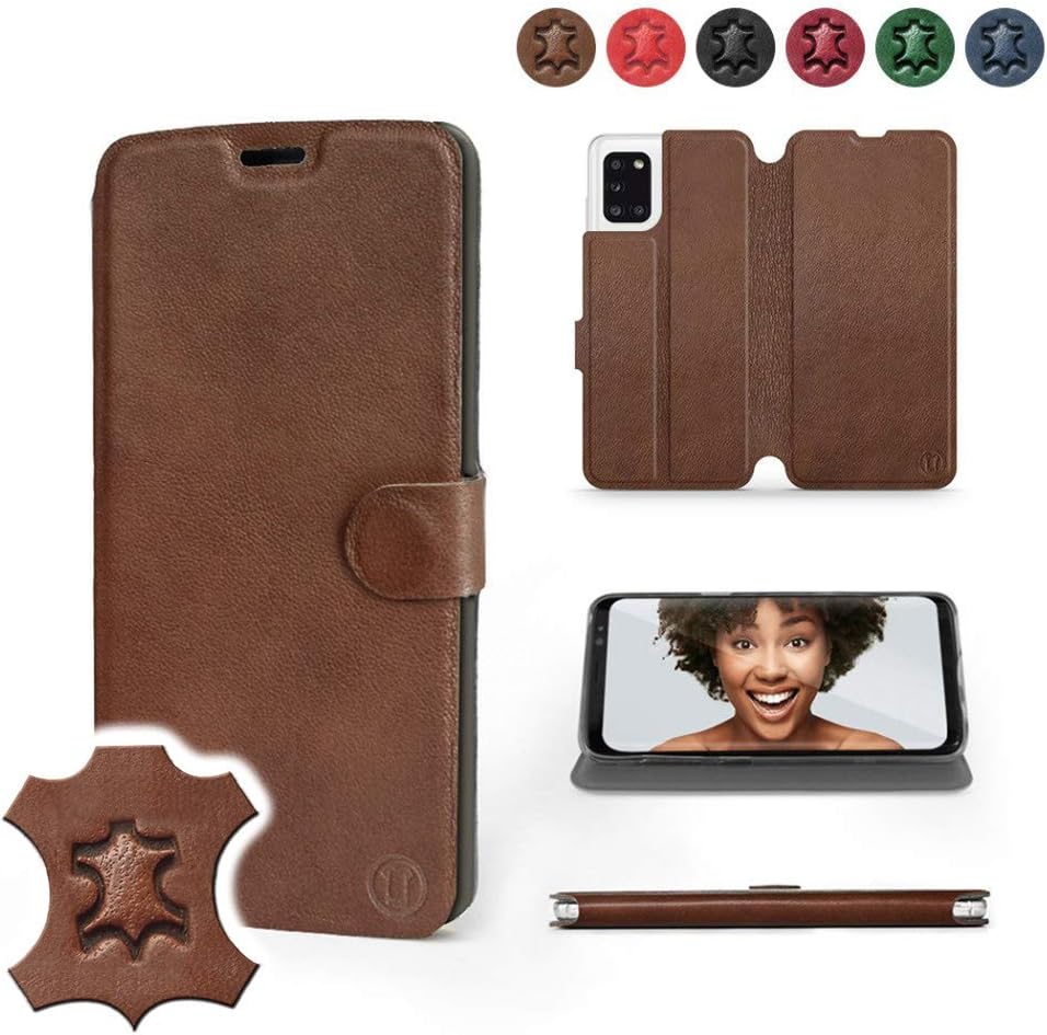 Mobiwear | Echt Lederhülle | Kompatibel mit Samsung Galaxy A51, Made in EU handyhülle, Slim Leather