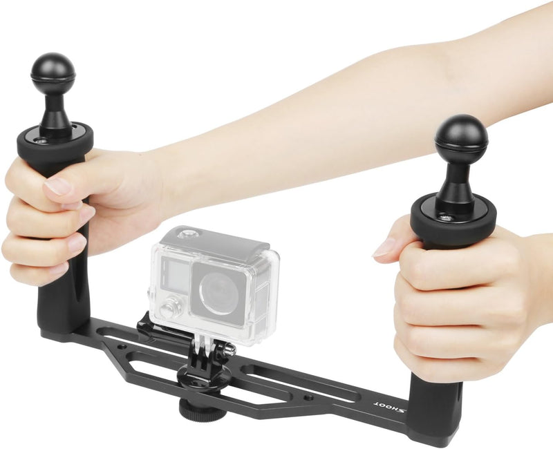 SHOOT Aluminium Dual Handheld Stabilisator Camera Unterwasser Handgriff für GoPro Hero 11/10/9/8/7/6