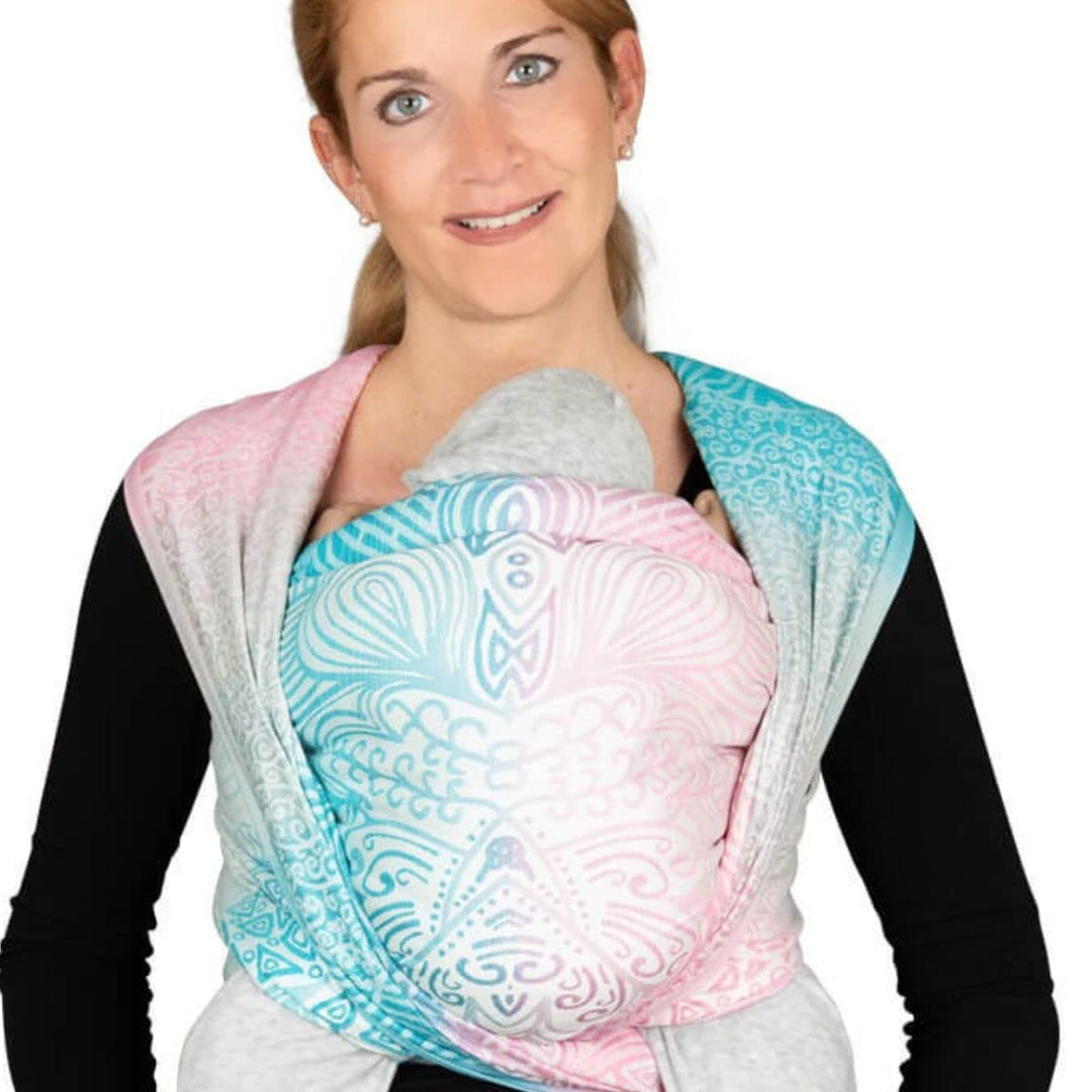 Hoppediz Baby-Tragetuch ab Geburt, Neugeboren bis Kleinkind, 100% kbA-Baumwolle (Bio), Jaipur creme