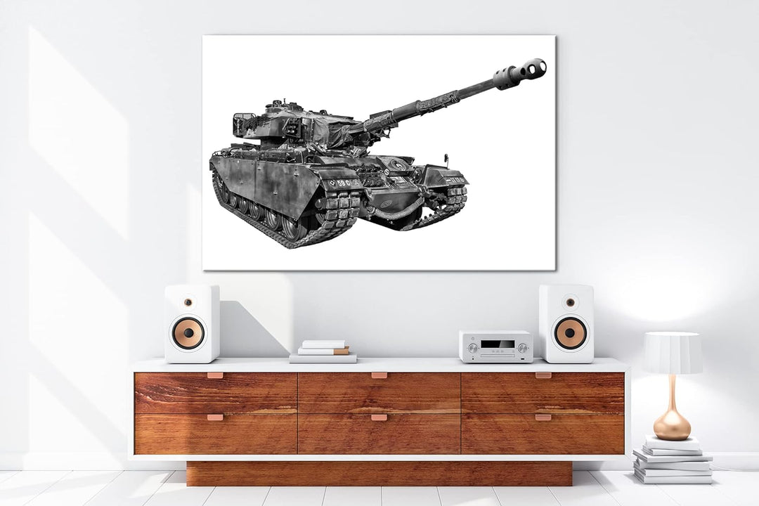 deyoli gewaltiger Panzer im Einsatz Format: 80x60 Effekt: Schwarz&Weiss als Leinwandbild, Motiv fert