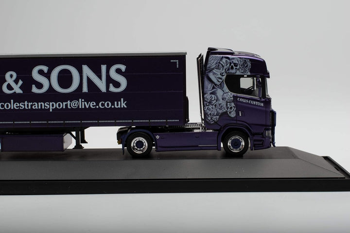 herpa 122108 Scania CS 20 HD Gardinenplanen-Sattelzug Coles & Sons in Miniatur zum Basteln Sammeln u