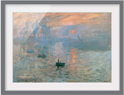 Bild mit Passepartout - Claude Monet - Impression - Farbe Grau 70 x 100cm 70cm x 100cm Grau, 70cm x