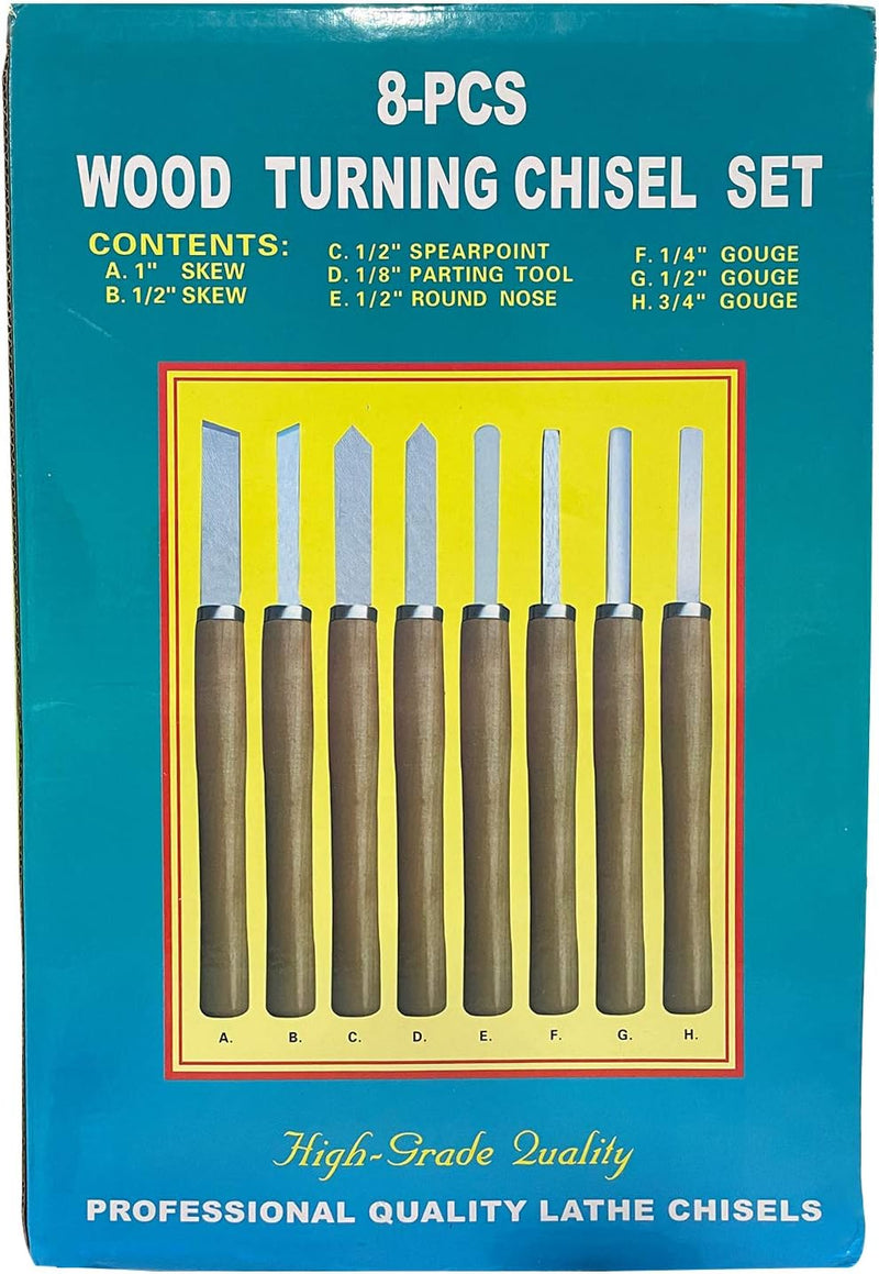 HSS Drehmeissel Set,8 Stück Drechselmesser Set,Anti-Rost Holzdrehmaschinen Meissel Set für Profis od