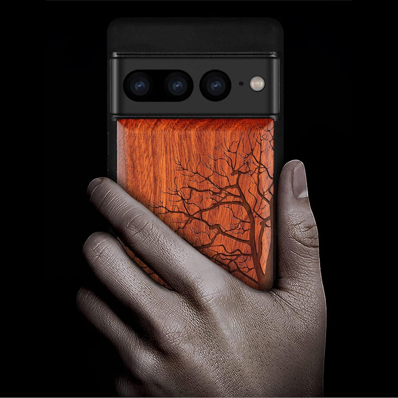 Carveit Handyhülle für Google Pixel 7 Pro Case [Holz und TPU Silikon Hybrid hülle] Stossfeste Stosss