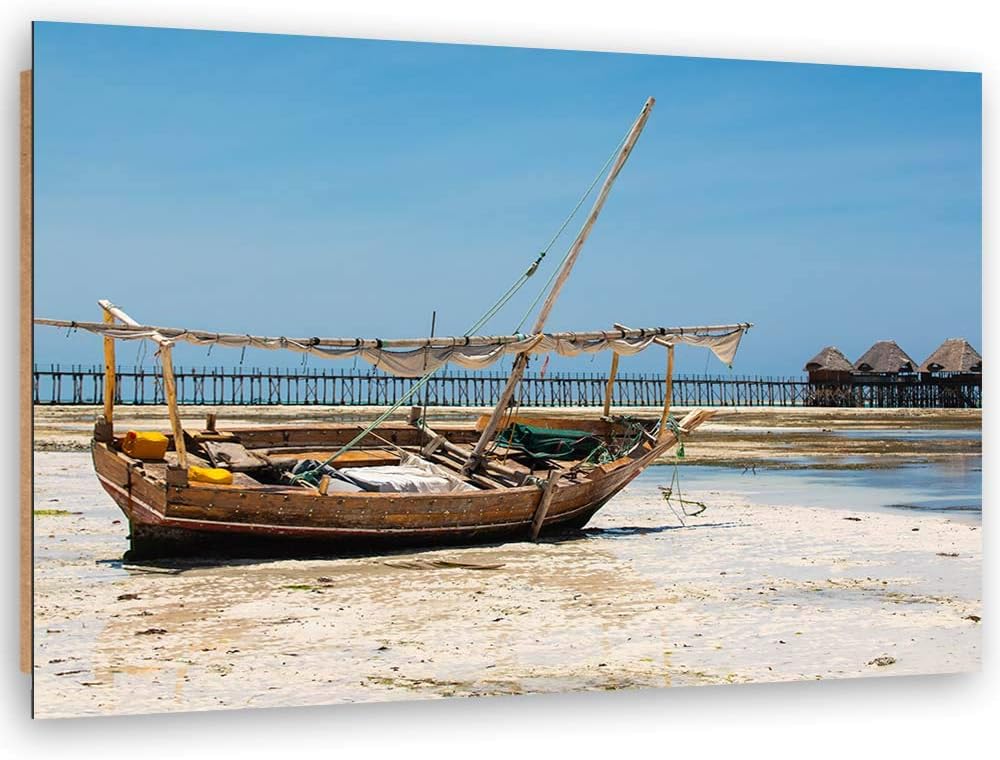 Wandbild XXL Sansibar Deko Kunst Bilder Segelboot mehrfarbig 120x80 cm Deko paneel 120x80 cm mehrfar