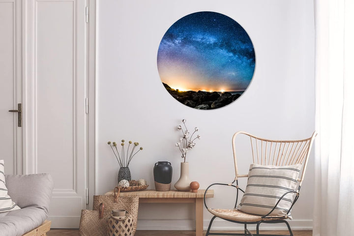 Wandbild Rund Wanddeko Deko Wohnzimmer Bilder 90x90 cm Galaxie - Universum - Sonne - Jungen - Mädche