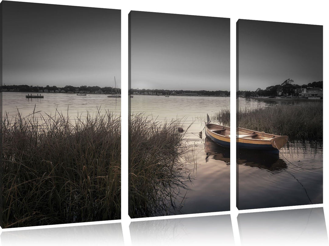 Pixxprint Segelschiffe an der Küste als Leinwandbild/Grösse: 3 Teilig (120x80) cm/Wandbild/Kunstdruc