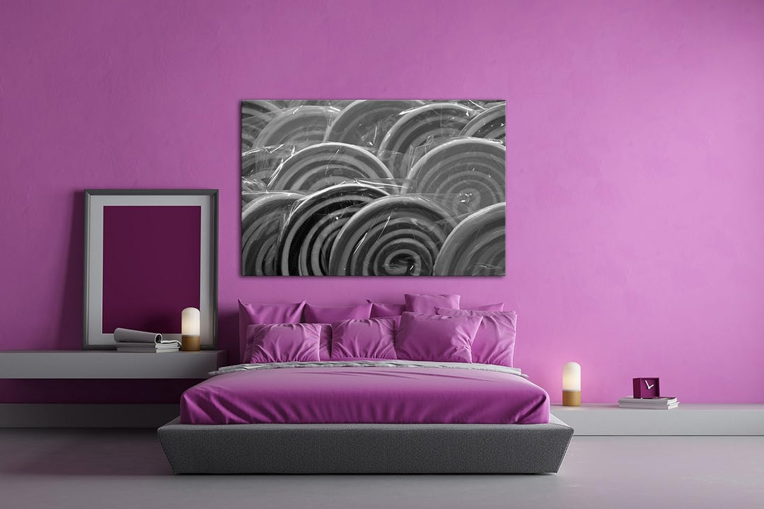 deyoli farbige Bonbons Effekt: Schwarz/Weiss im Format: 80x60 als Leinwandbild, Motiv fertig gerahmt