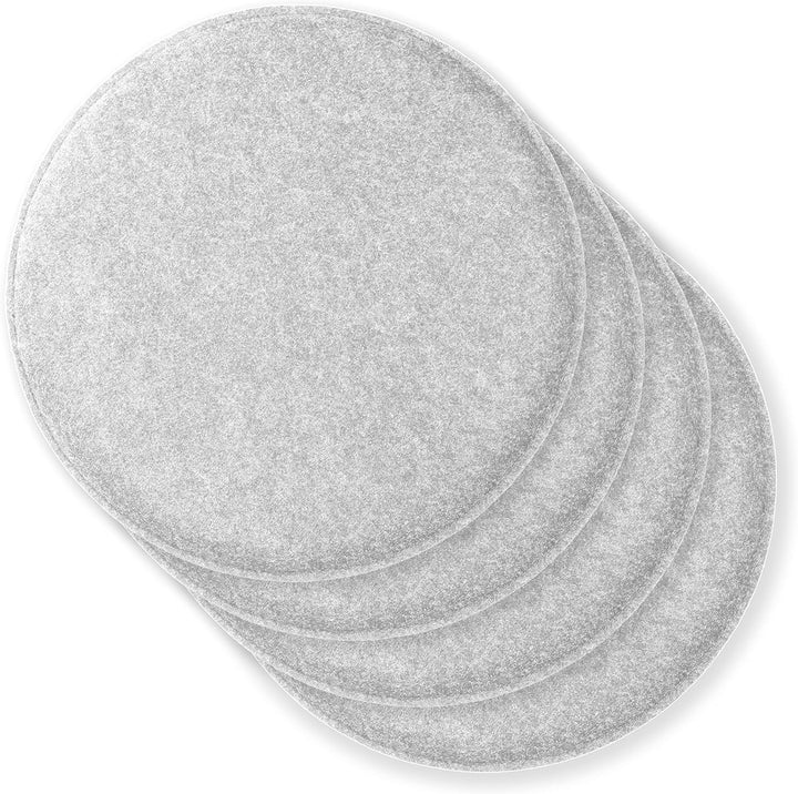 Rubberneck 4er Set rutschfeste Filz Sitzkissen rund, Stuhlkissen mit Antirutsch-Noppen, hellgrau Hel