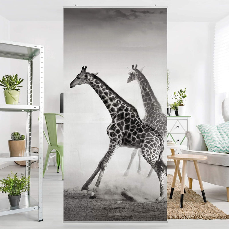 Bilderwelten Raumteiler Giraffenjagd 250x120cm inkl. transparenter Halterung 250x120cm incl. transpa