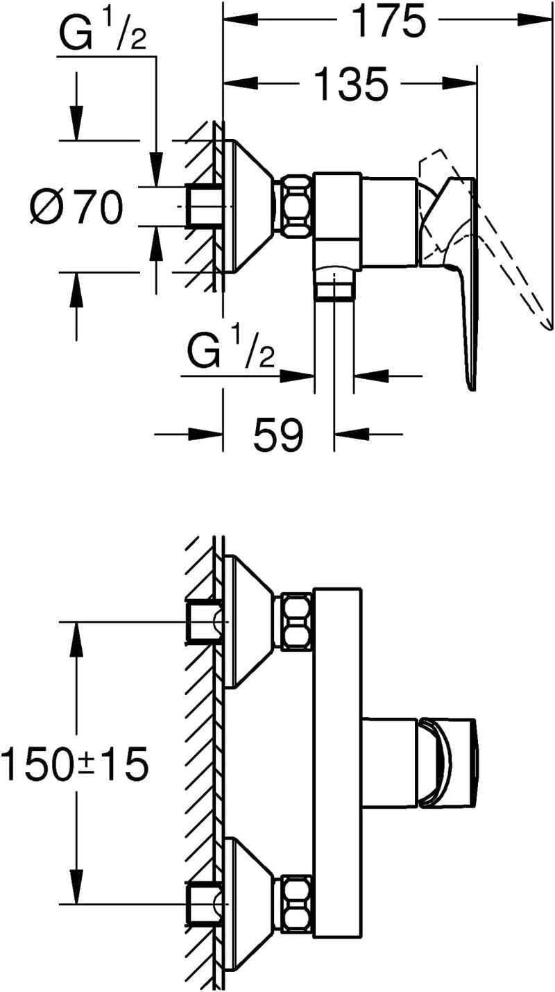 GROHE StartEdge - Einhand- Brausearmatur (mit Temperaturbegrenzer, variable Mengenbegrenzung, eigens