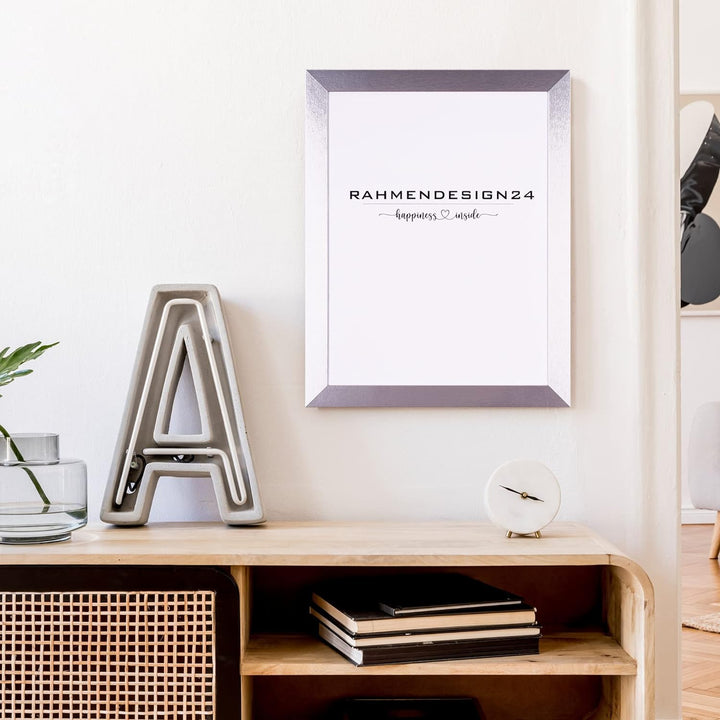 Rahmendesign24 Bilderrahmen Milano 50x70 (POSTERFORMAT) Silber (hochglanz) Fotorahmen, Wechselrahmen