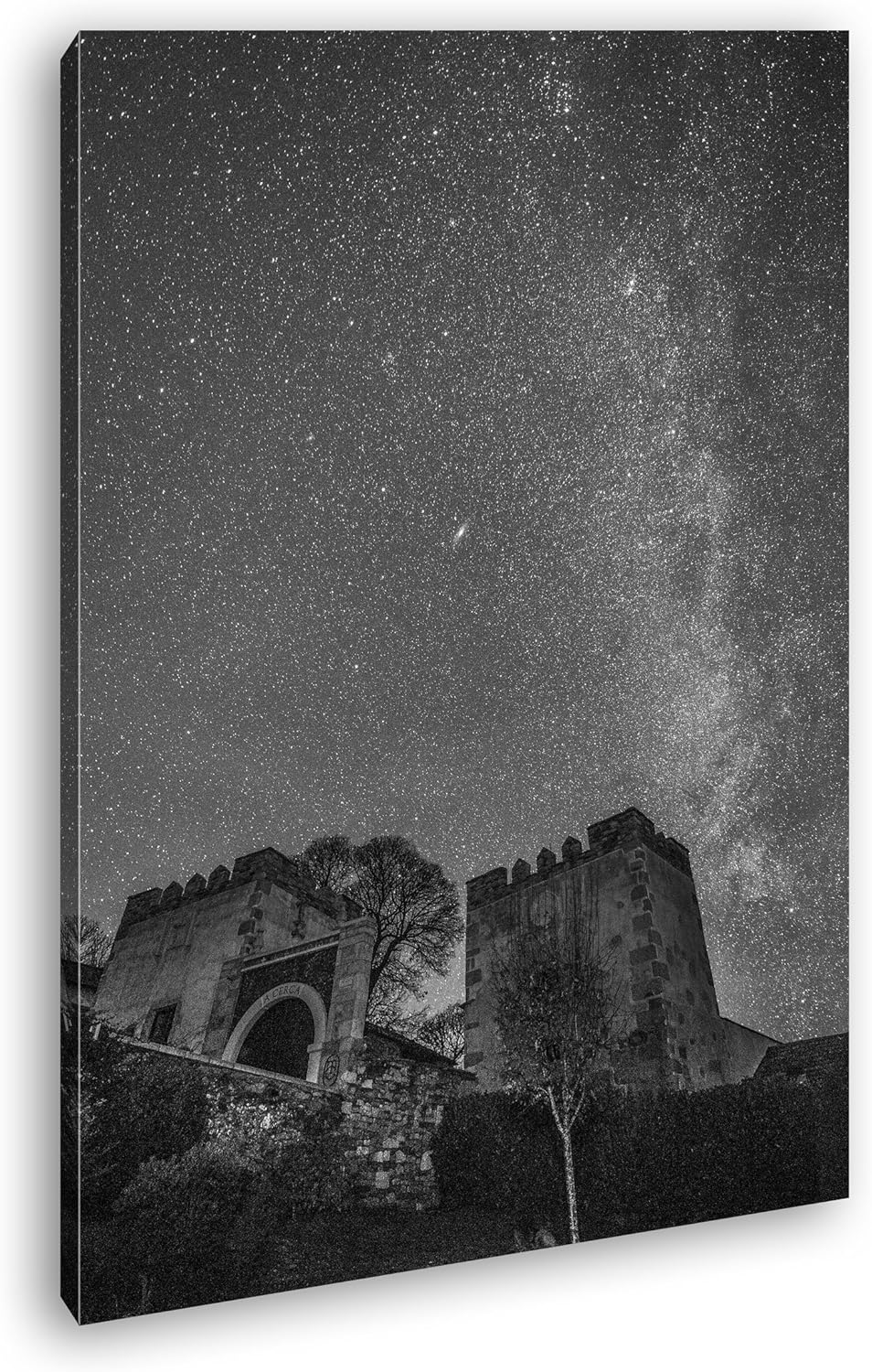 deyoli alter Burgruine unter den Sternen Format: 80x60 Effekt: Schwarz/Weiss als Leinwand, Motiv fer