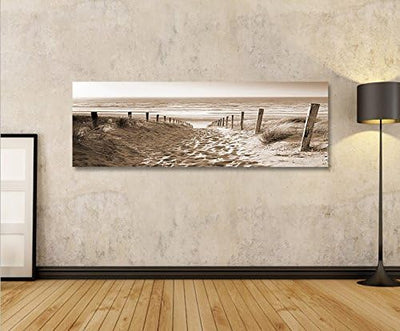 islandburner Bild Bilder auf Leinwand Weg zum Meer Sepia Nordseestrand Panorama XXL Poster Leinwandb